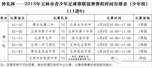 2015年“仲禮杯”玉林市青少年足球聯(lián)誼賽開賽