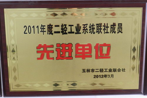 2011年度二輕工業(yè)系統(tǒng)聯(lián)社成員先進(jìn)單位